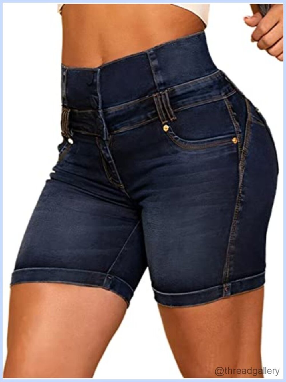 High Waist Button Fly Denim Shorts Butt Lifting Stretch Jean Shorts